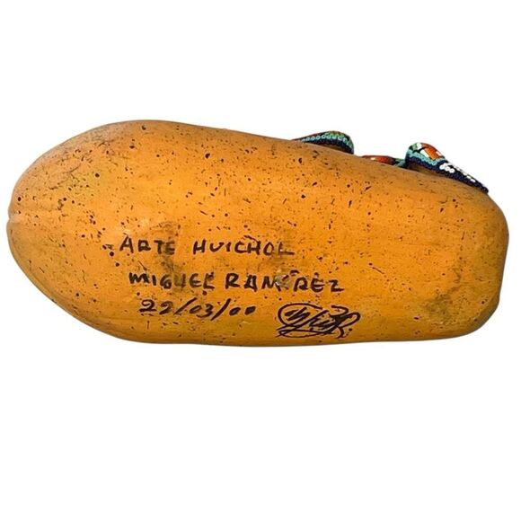 Arte Huichol Iguana Lizard Beaded Signed Miguel Ramirez Mexico READ - Picture 3 of 5